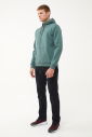 Erkek Yeşil Kapüşonlu Yarım Fermuarlı Kanguru Cepli Sweatshirt 1546 - 7