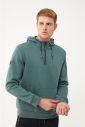 Erkek Yeşil Kapüşonlu Yarım Fermuarlı Kanguru Cepli Sweatshirt 1546 - 1