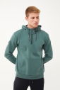 Erkek Yeşil Kapüşonlu Yarım Fermuarlı Kanguru Cepli Sweatshirt 1546 - 2