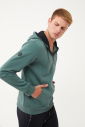 Erkek Yeşil Kapüşonlu Yarım Fermuarlı Kanguru Cepli Sweatshirt 1546 - 5