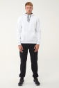 Erkek Beyaz Kapüşonlu Yarım Fermuarlı Kanguru Cepli Sweatshirt 1546 - 2