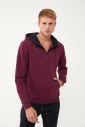 Erkek Bordo Kapüşonlu Yarım Fermuarlı Kanguru Cepli Sweatshirt 1546 - 3