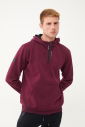 Erkek Bordo Kapüşonlu Yarım Fermuarlı Kanguru Cepli Sweatshirt 1546 - 6