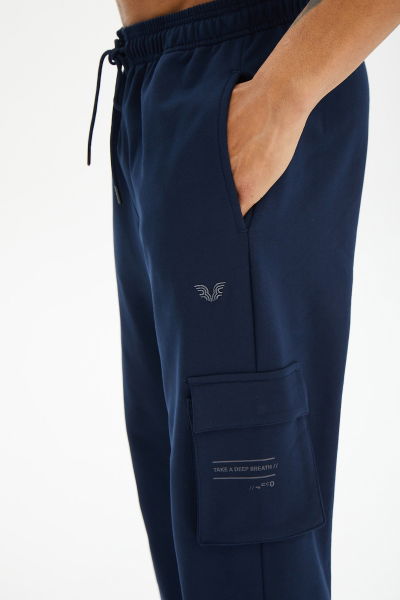 Erkek Lacivert Kargo Cepli Jogger Spor ve Günlük Eşofman Altı 0399