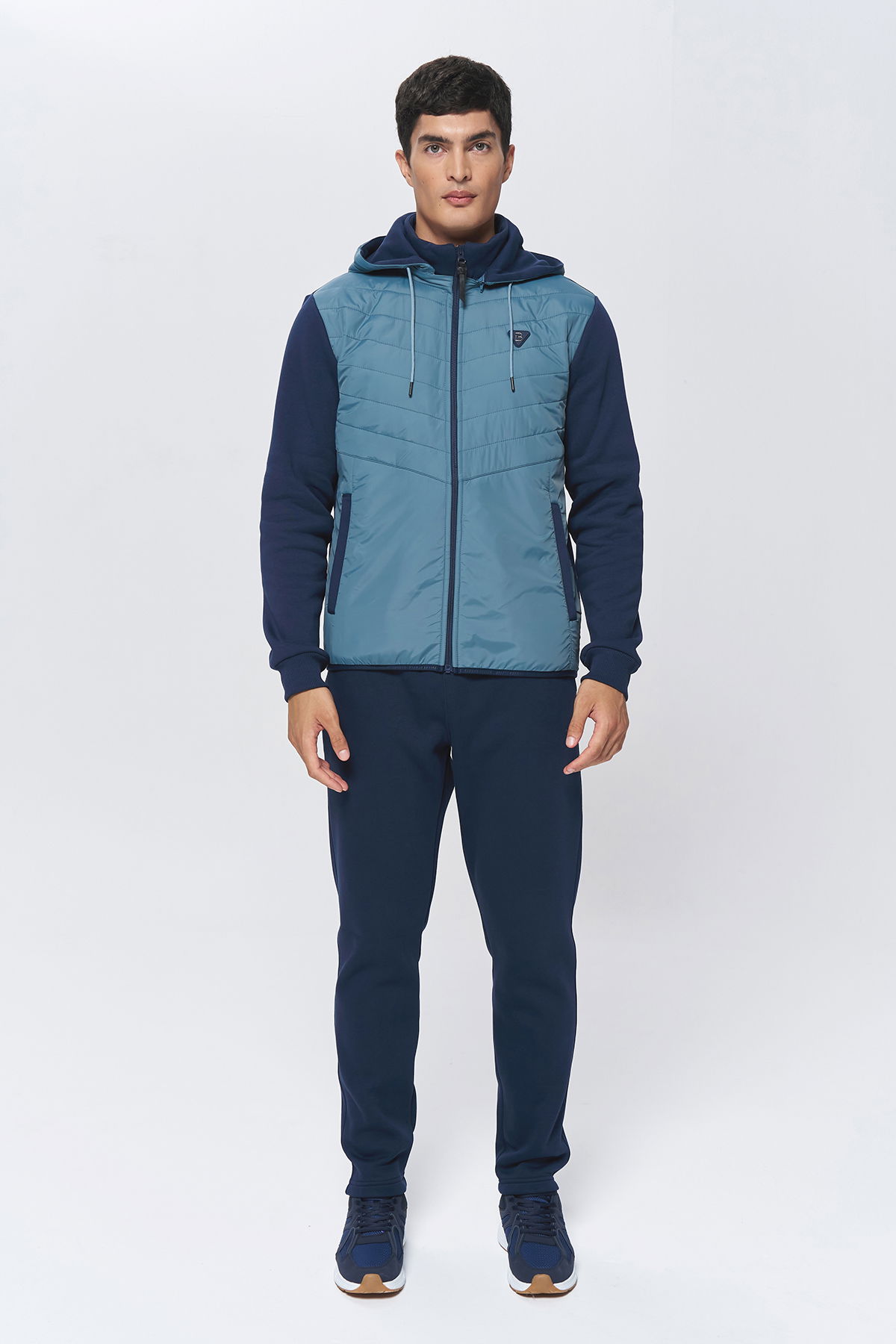 Erkek Mavi Kışlık Fleezli Dokumalı 3 İplik Şardonlu Alt Üst Eşofman Takımı 9886 - BİLCEE