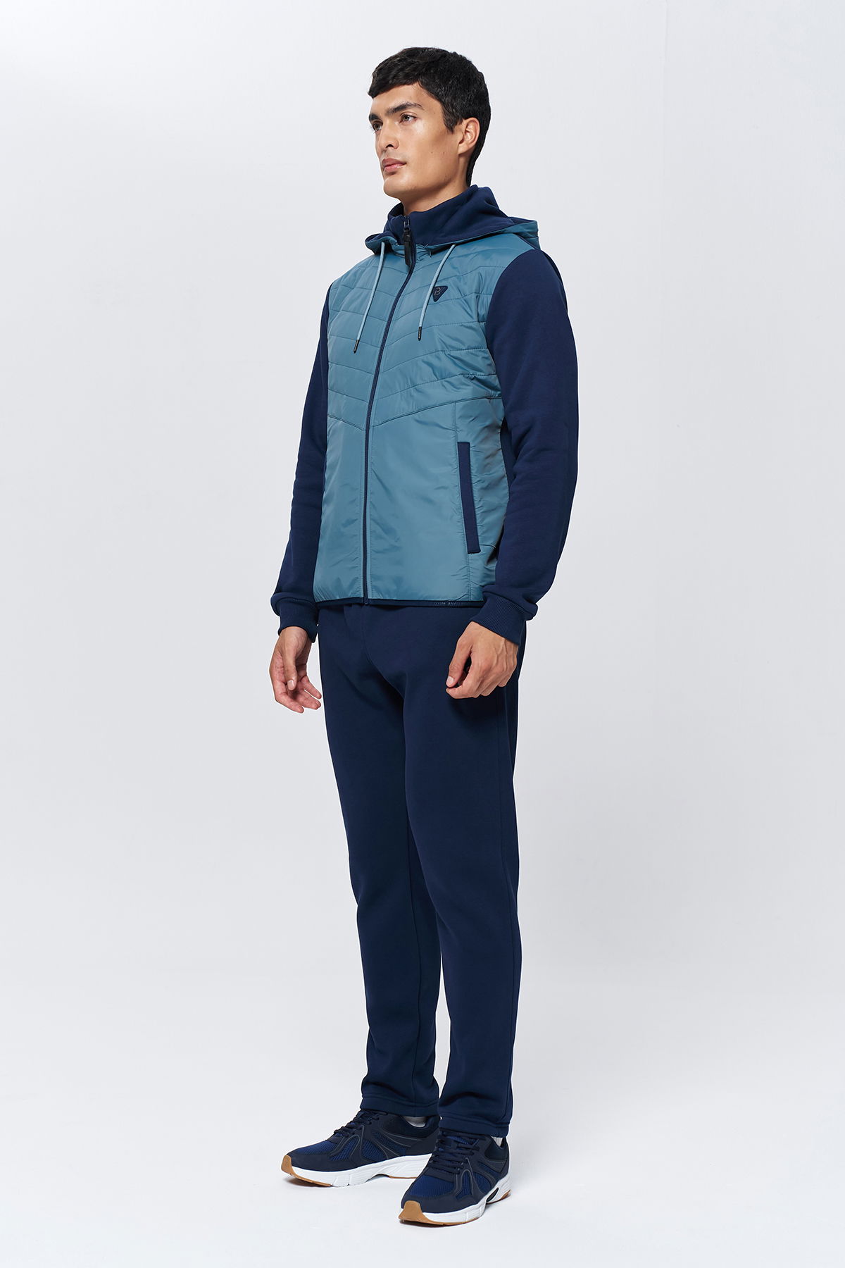 Erkek Mavi Kışlık Fleezli Dokumalı 3 İplik Şardonlu Alt Üst Eşofman Takımı 9886 - BİLCEE (1)