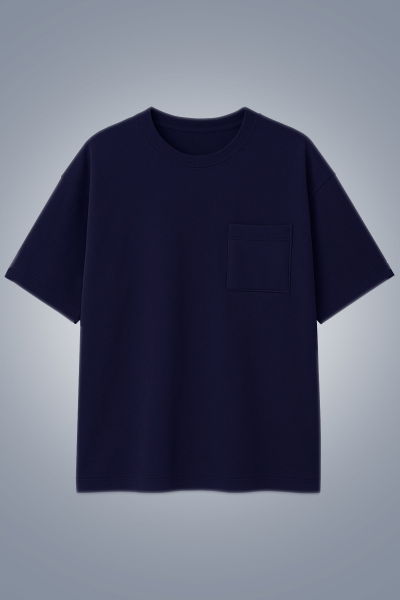 Erkek Koyu Lacivert Oversize Cepli Tişört | 4582 