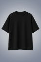 Erkek Koyu Lacivert Basic Düz Pamuklu Ağır Kumaş Geniş Kalıp Oversize Tişört | 4581 - 1