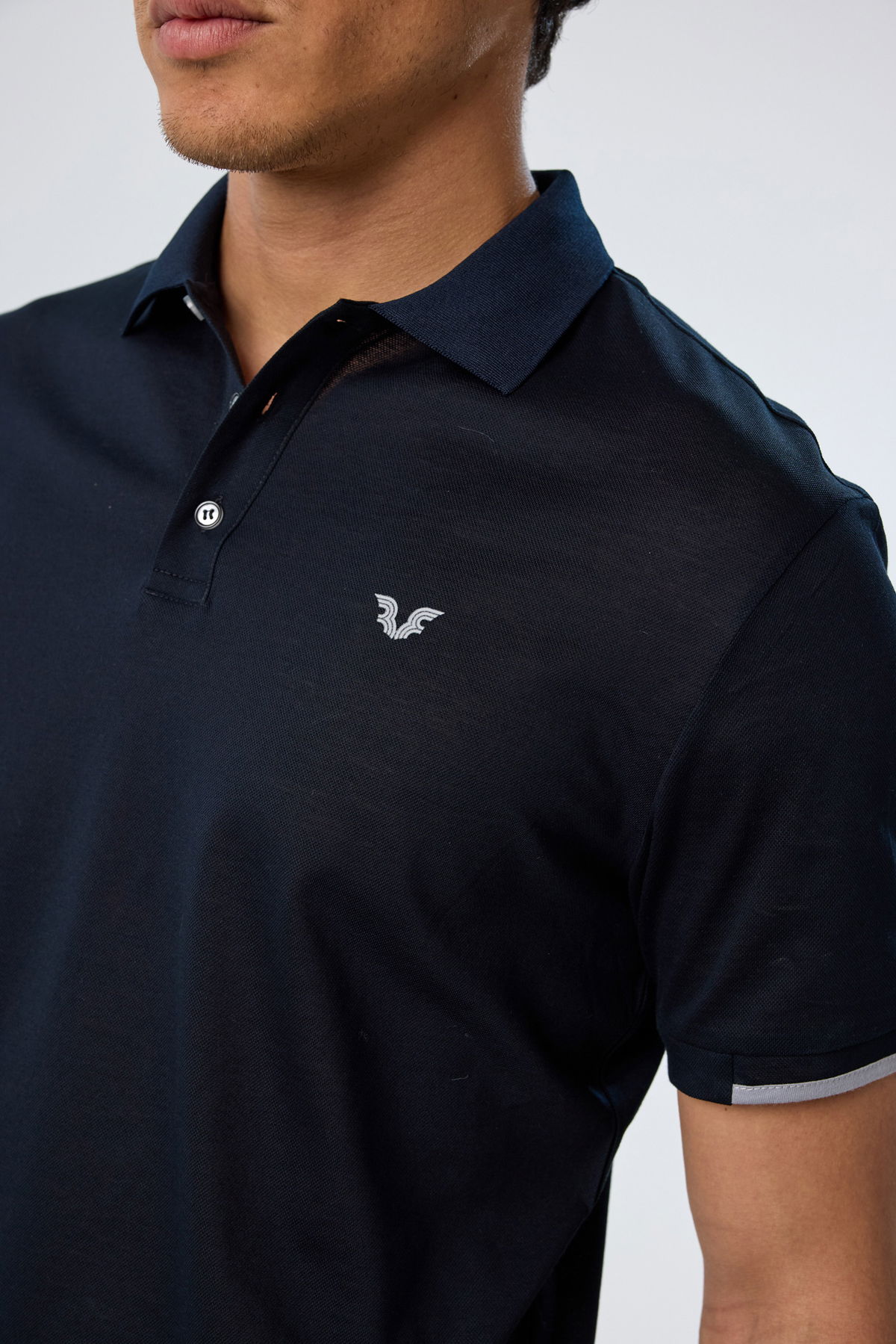 Erkek Koyu Lacivert Pamuklu Polo Yakalı Kısa Kollu Tişört | 9710 - BİLCEE (1)