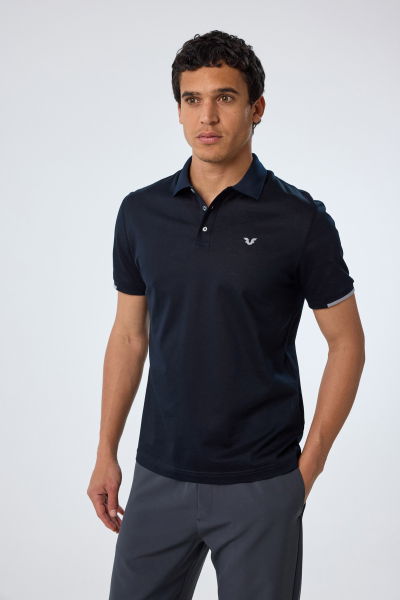 Erkek Koyu Lacivert Pamuklu Polo Yakalı Kısa Kollu Tişört | 9710 