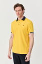 Erkek Koyu Sarı Pamuklu Polo Yakalı Kısa Kollu Tişört | 9710 - 5