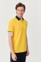Erkek Koyu Sarı Pamuklu Polo Yakalı Kısa Kollu Tişört | 9710 - 2