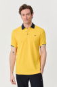 Erkek Koyu Sarı Pamuklu Polo Yakalı Kısa Kollu Tişört | 9710 - 3