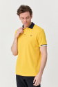 Erkek Koyu Sarı Pamuklu Polo Yakalı Kısa Kollu Tişört | 9710 - 6