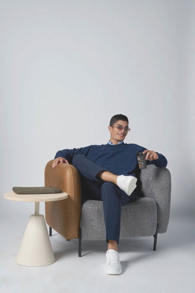 Erkek Lacivert Bisiklet Yaka Fırçalı Yumusak Dokulu Sweatshırt |4786 