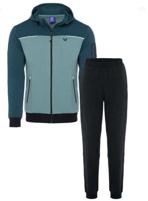 Erkek Mavi Kapüşonlu Lastik Paça Eşofman Takım | 0785 - BİLCEE