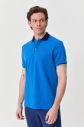 Erkek Mavi Pamuklu Polo Yakalı Kısa Kollu Tişört 9710 - 3
