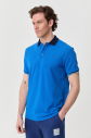 Erkek Mavi Pamuklu Polo Yakalı Kısa Kollu Tişört 9710 - 5