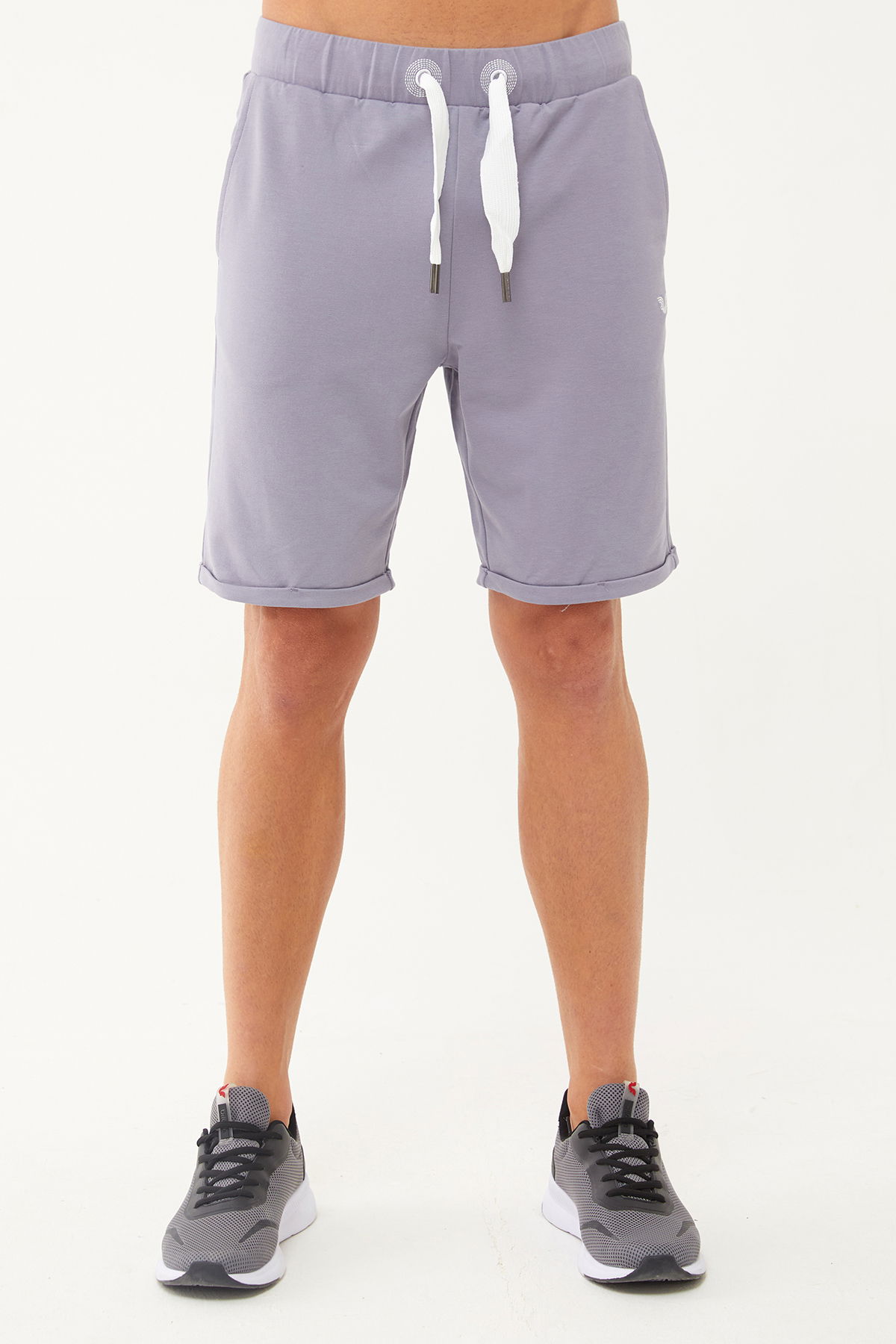 Erkek Açık Granit Kalın İpli Beli Lastikli Organik-Bermuda Spor Şort | 0803 - BİLCEE