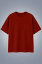 Erkek Bordo Oversize Cepli Tişört | 4582 