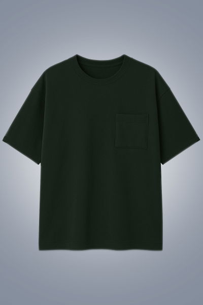 Erkek Haki Oversize Cepli Tişört | 4582 