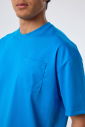 Erkek Mavi Oversize Cepli Tişört | 4582 - 4