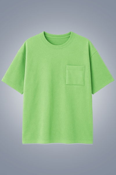 Erkek Yeşil Oversize Cepli Tişört | 4582 