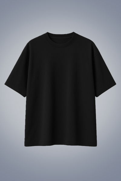 Erkek Koyu Lacivert Basic Düz Pamuklu Ağır Kumaş Geniş Kalıp Oversize Tişört | 4581 