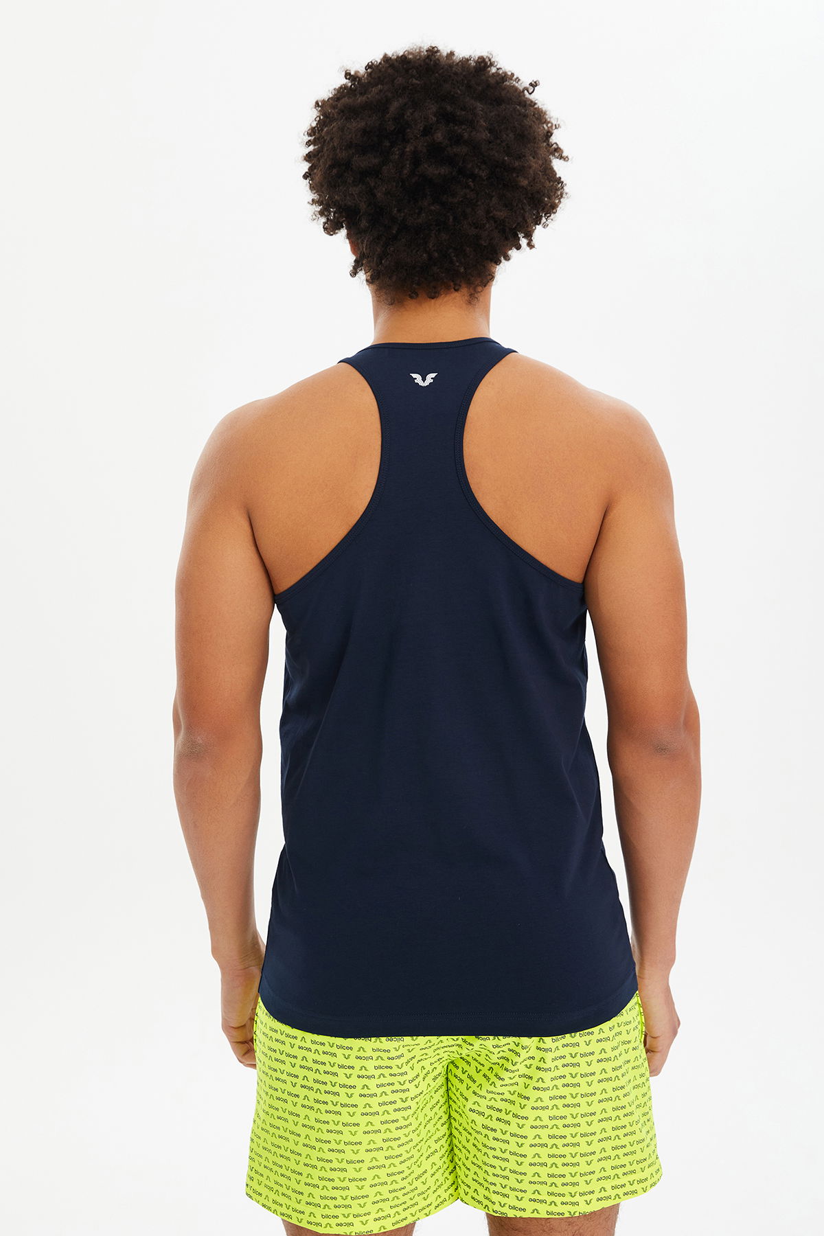 Erkek Lacivert Pamuk Antrenman Baskılı Yüzücü Atlet | 0776 - BİLCEE (1)