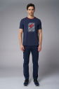 Erkek Lacivert Pamuk Baskılı Tişört | 4084 - 8