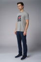 Erkek Gri Melanj Pamuk Baskılı Tişört | 4084 - 8