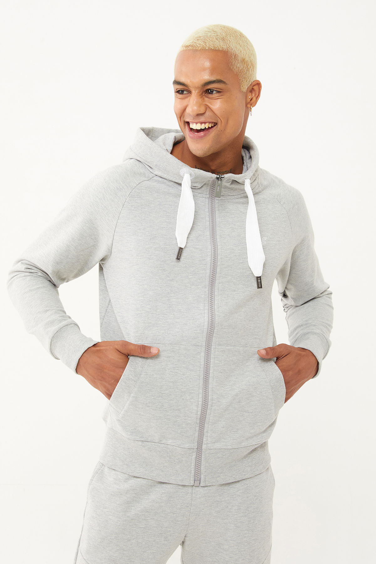 Erkek Gri Melanj Organik Pamuklu Spor Eşofman Üstü | 0802 - BİLCEE