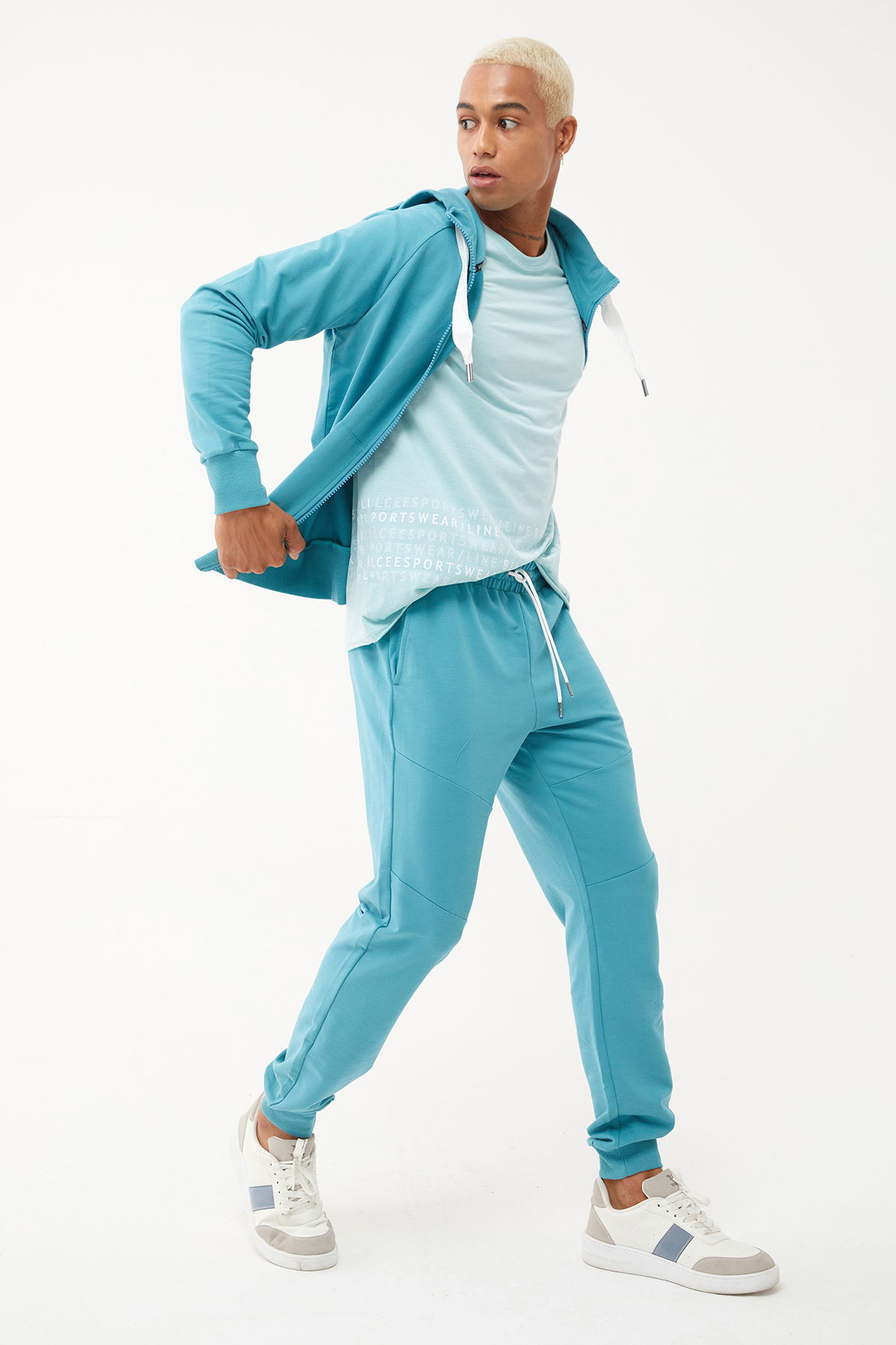 Erkek Koyu Yeşil Organik Pamuklu Spor Eşofman Üstü 0802 - BİLCEE (1)