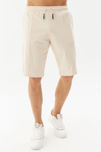 Erkek Krem Pamuklu Baskılı Rahat Kalıp Günlük ve Spor Kapri Şort 0167 