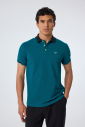 Erkek Petrol Pamuklu Polo Yakalı Kısa Kollu Tişört | 9710 - 1