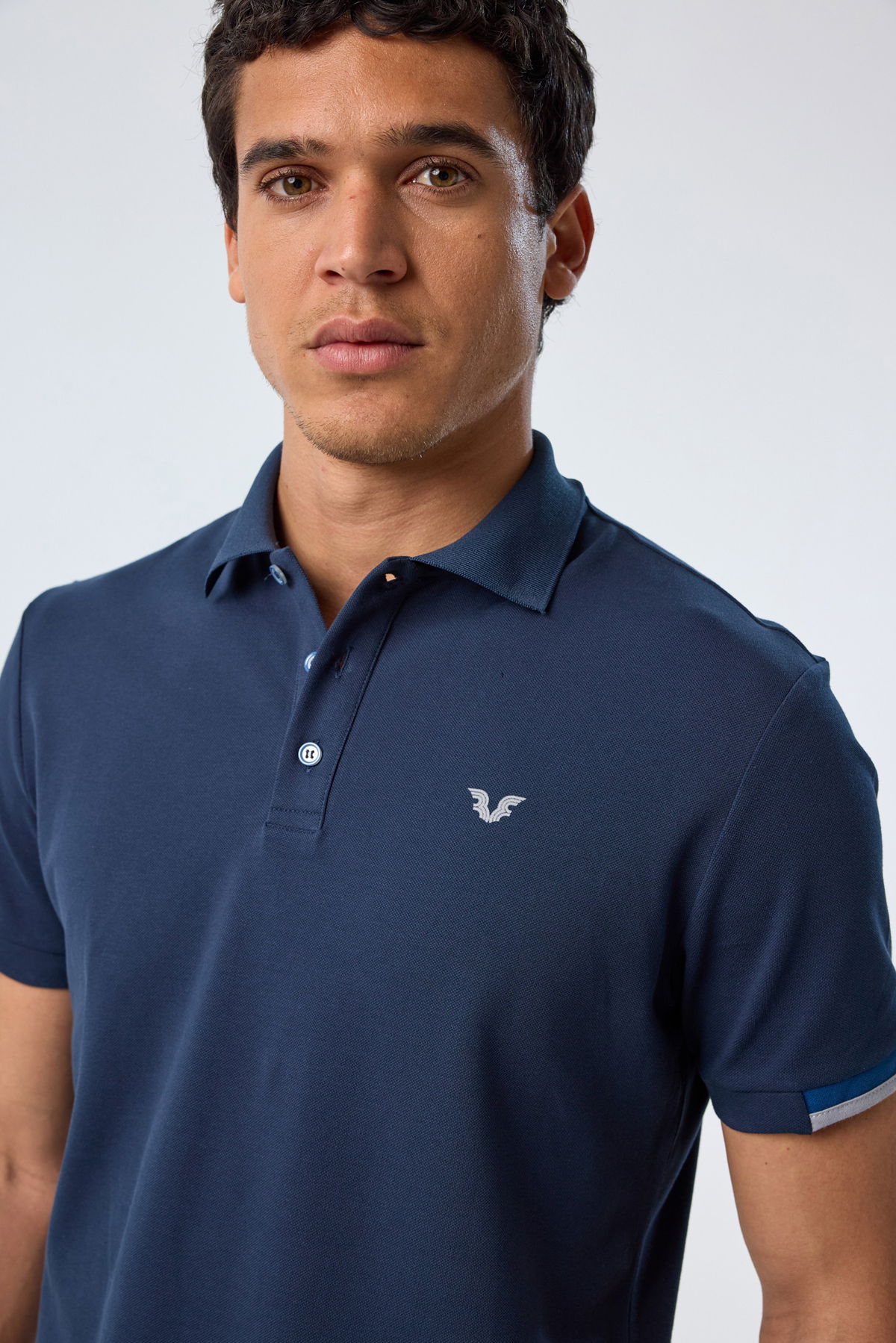 Erkek Lacivert Pamuklu Polo Yakalı Kısa Kollu Tişört | 9710 - BİLCEE (1)