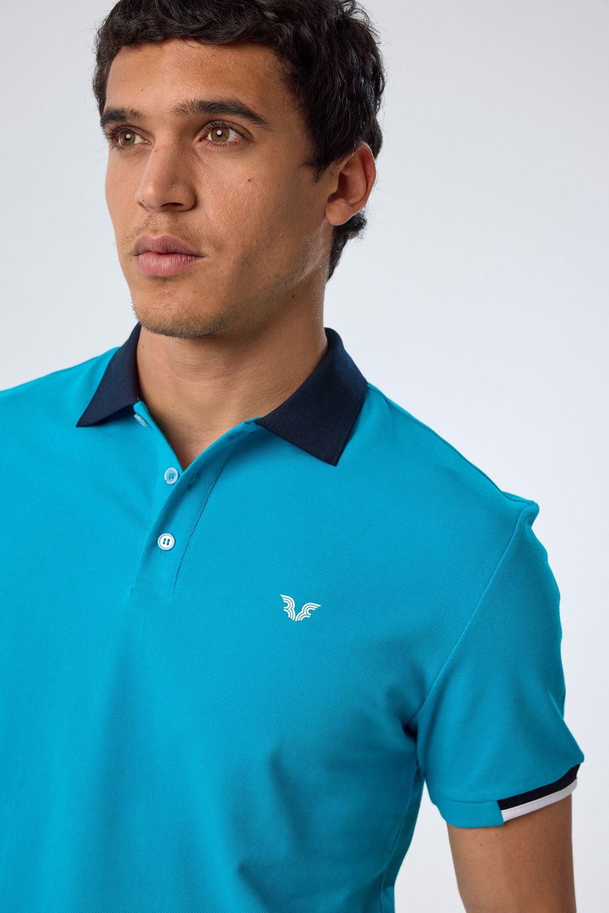 Erkek Mavi Pamuklu Polo Yakalı Kısa Kollu Tişört | 9710 - BİLCEE (1)