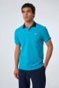 Erkek Mavi Pamuklu Polo Yakalı Kısa Kollu Tişört | 9710 - 6