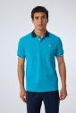 Erkek Mavi Pamuklu Polo Yakalı Kısa Kollu Tişört | 9710 - 1