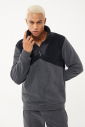 Erkek Koyu Gri Kışlık Polar Yarım Fermuarlı Sweatshirt Eşofman Takım | 1533 - 11