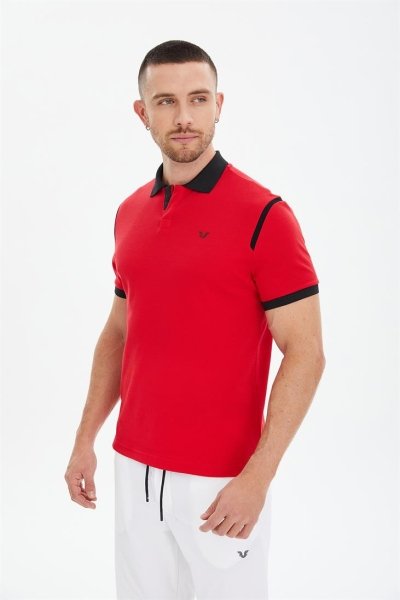 BİLCEE - Erkek Kırmızı Polo Yaka Tişört 0619
