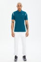 Erkek Yeşil Pamuklu Gizli Düğme Polo Yaka Tişört 0619 - 4