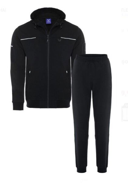 Erkek Siyah Kapüşonlu Lastik Paça Eşofman Takım | 0785 