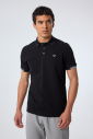 Erkek Siyah Pamuklu Polo Yakalı Kısa Kollu Tişört | 9710 - 1
