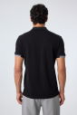 Erkek Siyah Pamuklu Polo Yakalı Kısa Kollu Tişört | 9710 - 5