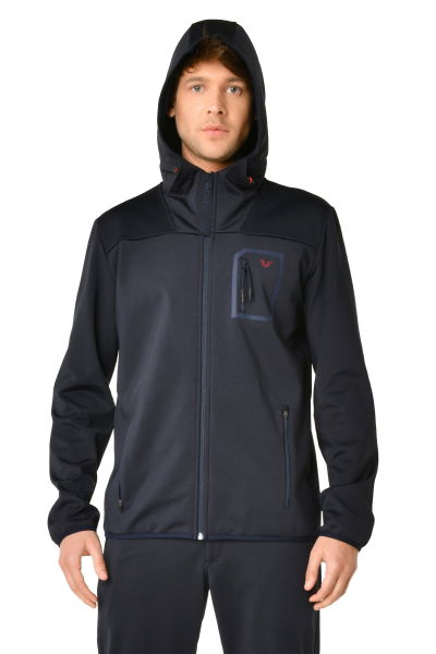 Lacivert Erkek Kapüşonlu Suya Karşı Dirençli İçi Polarlı Outdoor Mont 9343