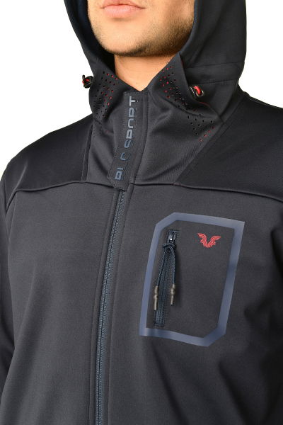 Lacivert Erkek Kapüşonlu Suya Karşı Dirençli İçi Polarlı Outdoor Mont 9343