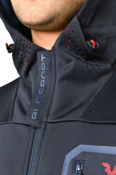 Lacivert Erkek Kapüşonlu Suya Karşı Dirençli İçi Polarlı Outdoor Mont 9343