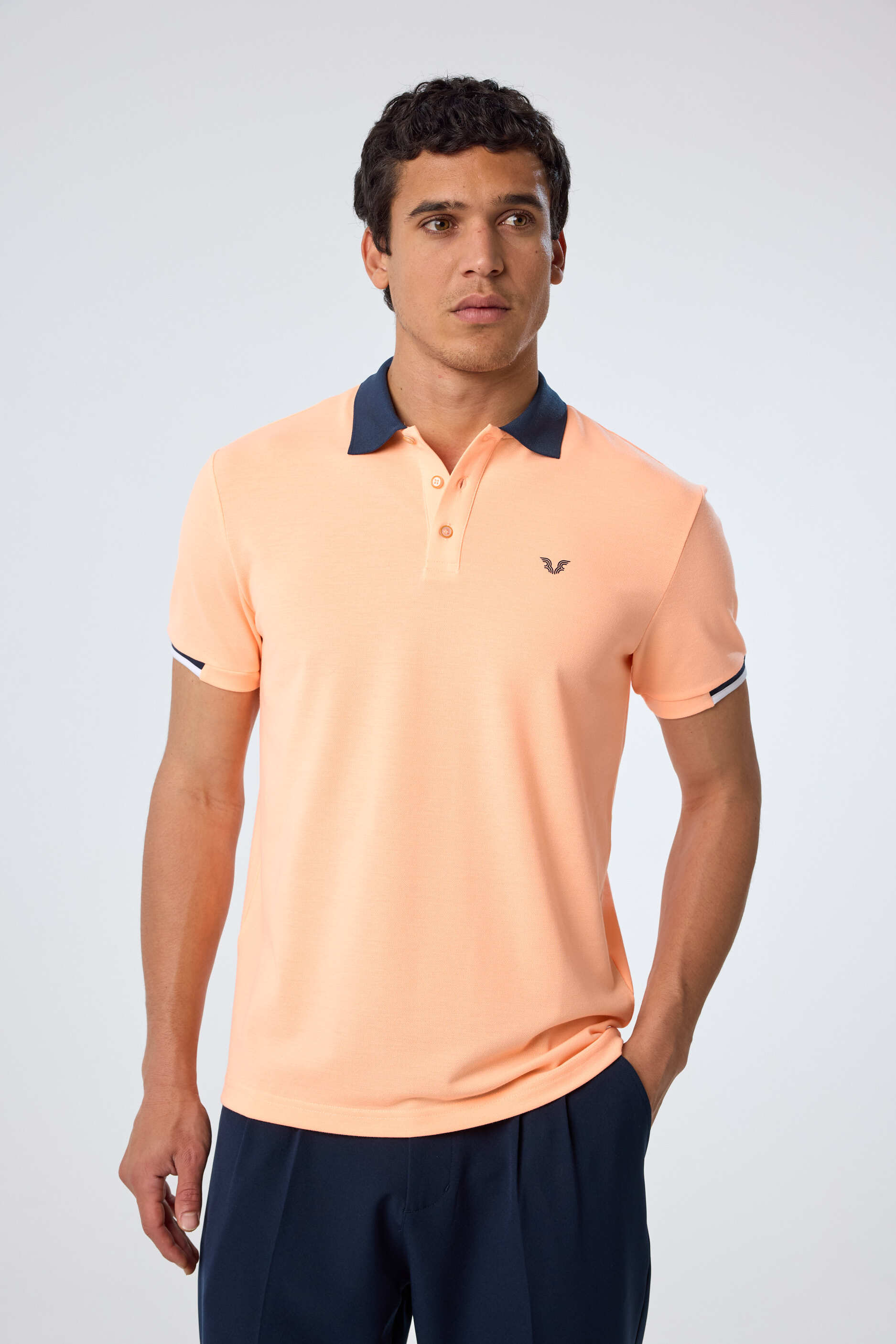 Erkek Somon Pamuklu Polo Yakalı Kısa Kollu Tişört | 9710 - BİLCEE