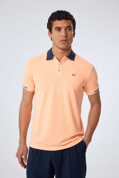 Erkek Somon Pamuklu Polo Yakalı Kısa Kollu Tişört | 9710 